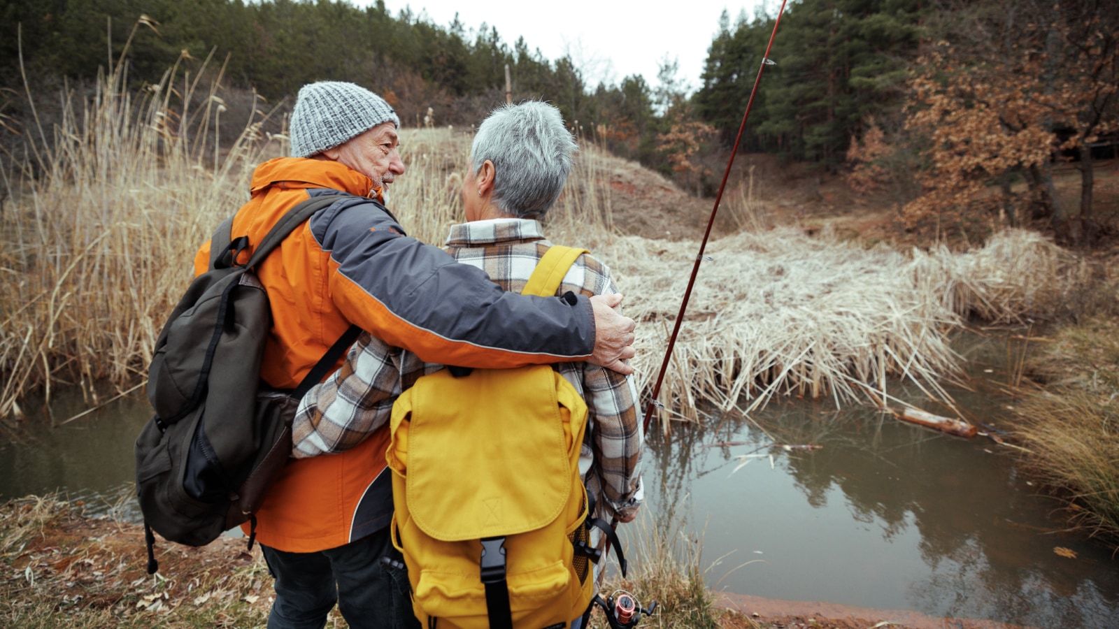 Senior couple on fishing trip